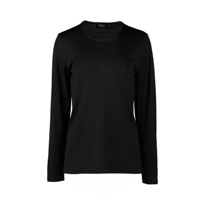 4467 BLACK Silky Superfine Easy Fit Merino Crew Neck