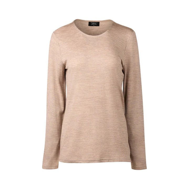 4467 COFFEE CREAM Silky Superfine Easy Fit Merino Crew Neck