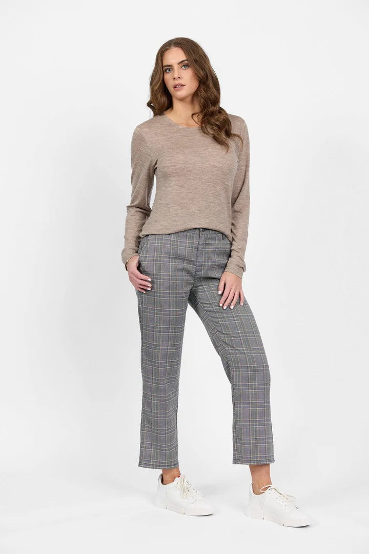 4467 COFFEE CREAM Silky Superfine Easy Fit Merino Crew Neck