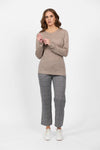 4467 COFFEE CREAM Silky Superfine Easy Fit Merino Crew Neck
