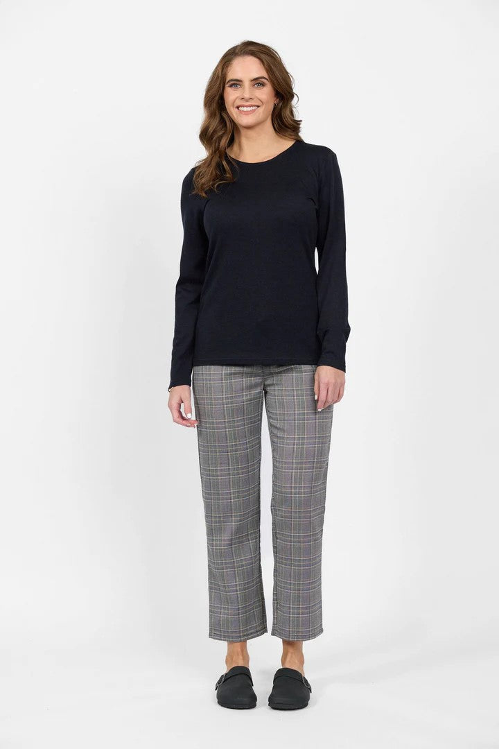 4467 DEEP NAVY Silky Superfine Easy Fit Merino Crew Neck