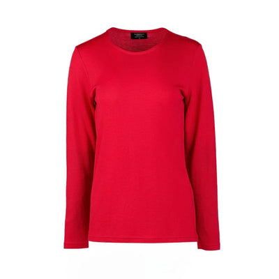 4467 RICH RED Silky Superfine Easy Fit Merino Crew Neck