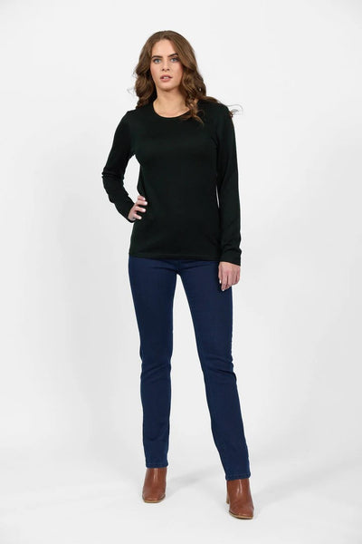 4467 TUI GREEN Silky Superfine Easy Fit Merino Crew Neck