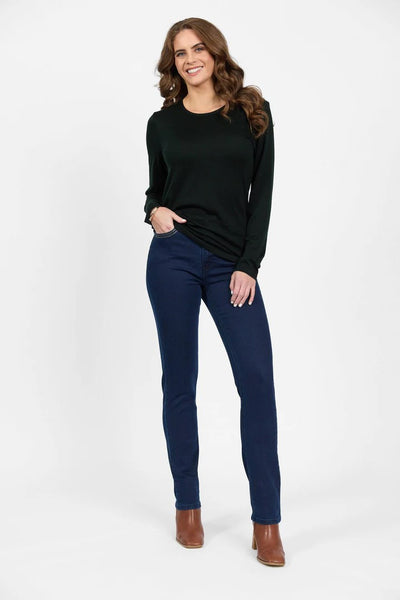 4467 TUI GREEN Silky Superfine Easy Fit Merino Crew Neck