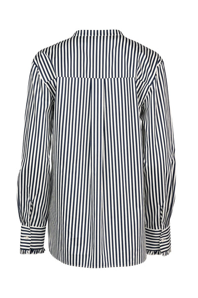 4471 Crisp Cotton Stripe Ruffle Shirt