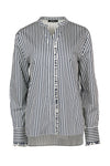 4471 Crisp Cotton Stripe Ruffle Shirt