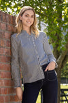 4471 Crisp Cotton Stripe Ruffle Shirt