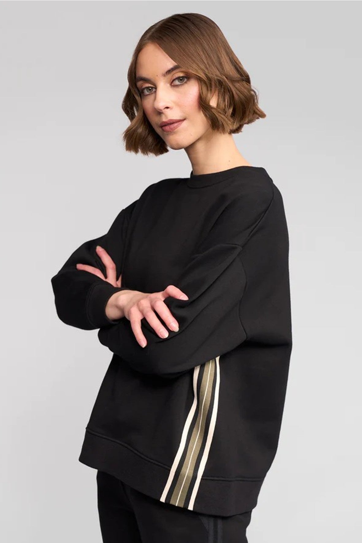 V4495 Side Stripe Cotton Weekend Sweatshirt