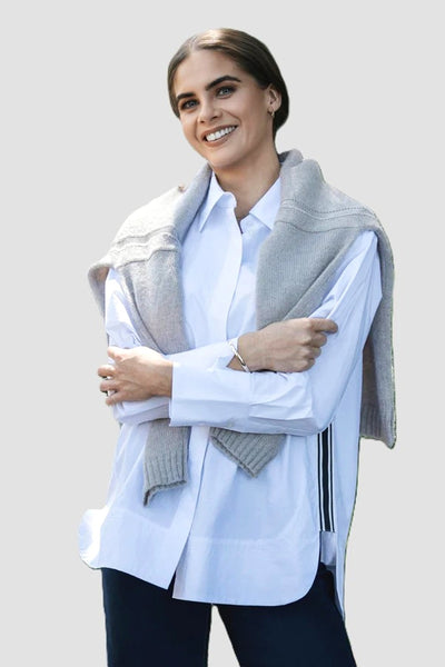V4501 WHITE Martha Stewart Look Oversized Crisp Cotton Shirt