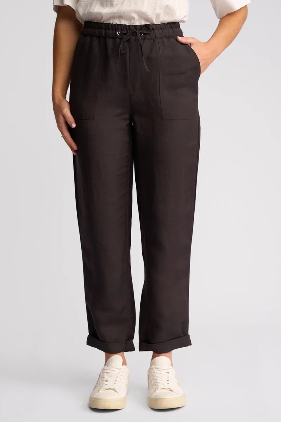 VS5016 CHOCOLATE Linen Viscose 7/8 Weekend Cafe Pant