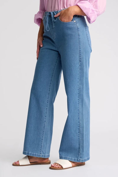 VS5062 Tie Front Washer Finish Wide Leg Soft Jean