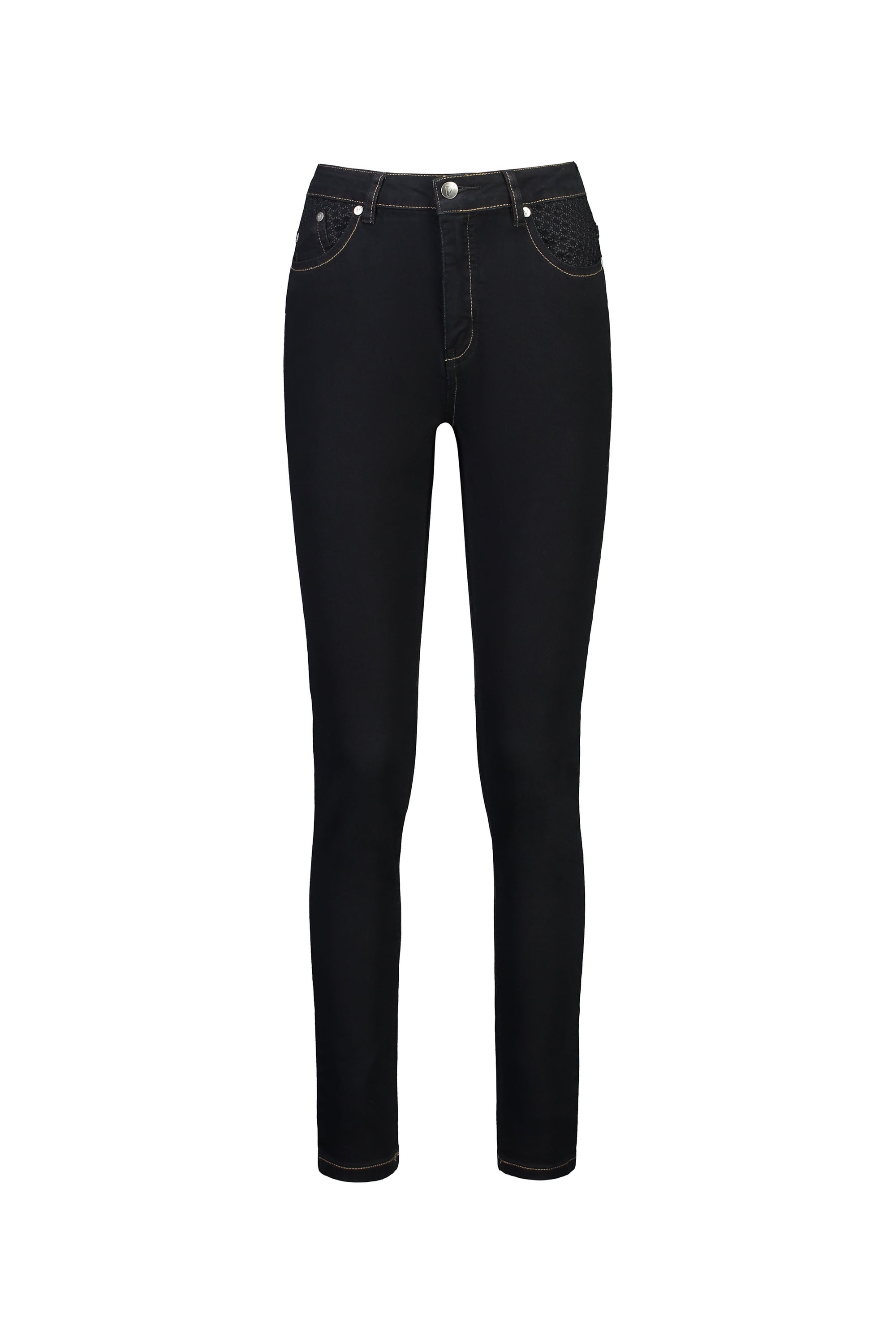 5535 BLACK Skinny Leg Stretch Jean with Pocket Embroidery
