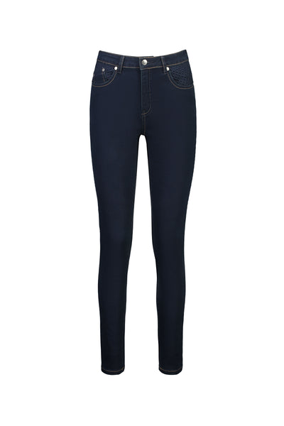 5535 INDIGO Skinny Leg Stretch Jean with Pocket Embroidery
