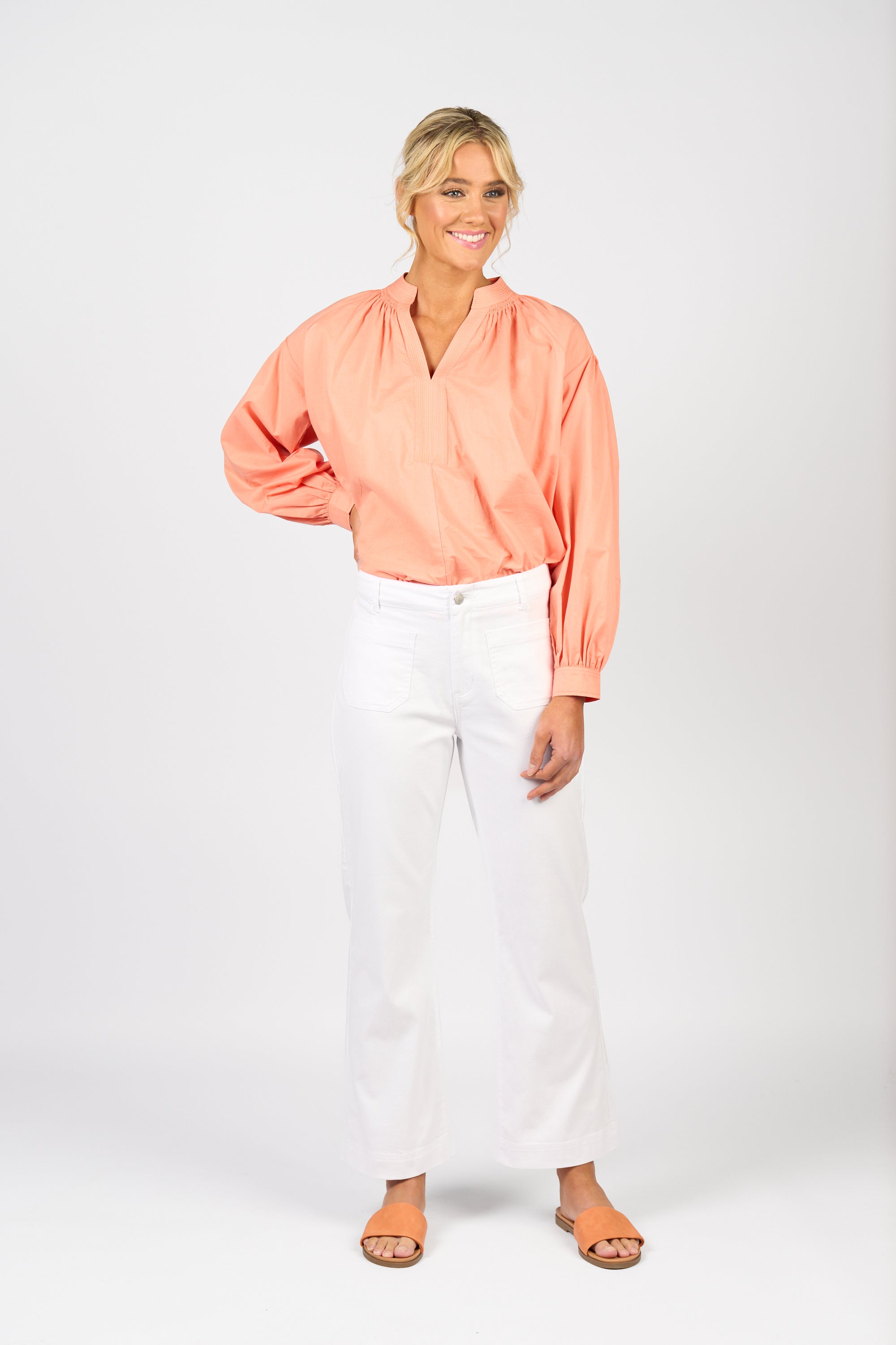 5995A White Wide Ankle Length Stretch Jean