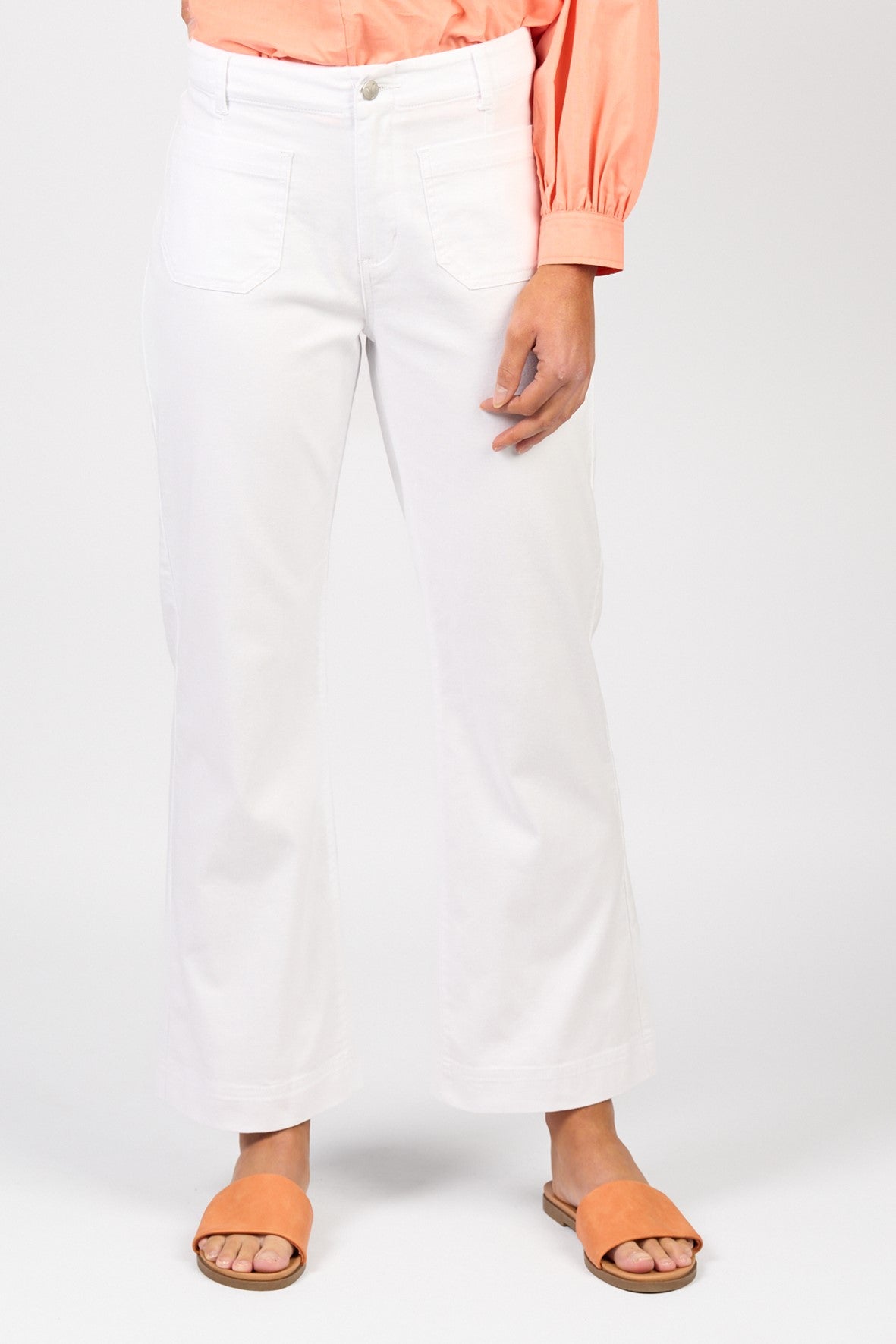 5995A White Wide Ankle Length Stretch Jean