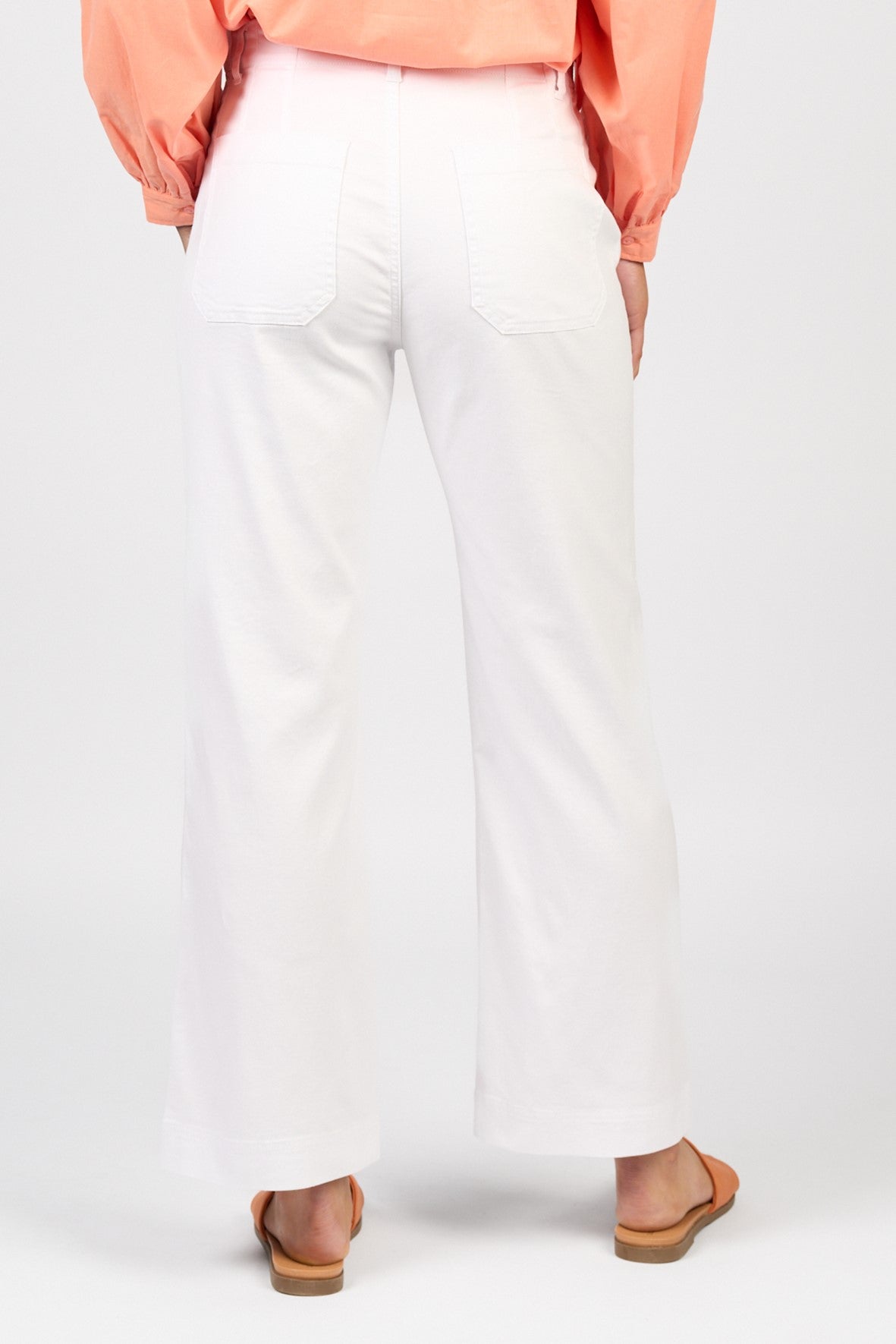 5995A White Wide Ankle Length Stretch Jean