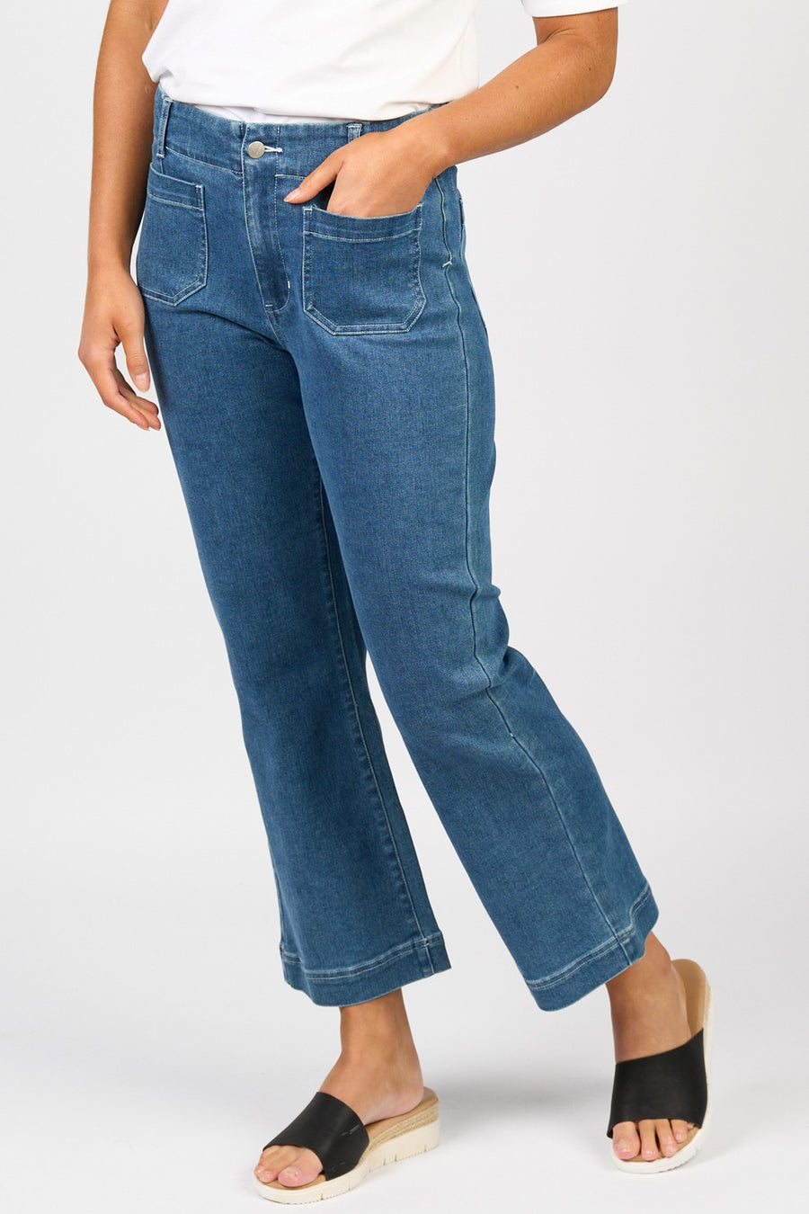 5995A Blue Hue Wide Ankle Length Stretch Jean