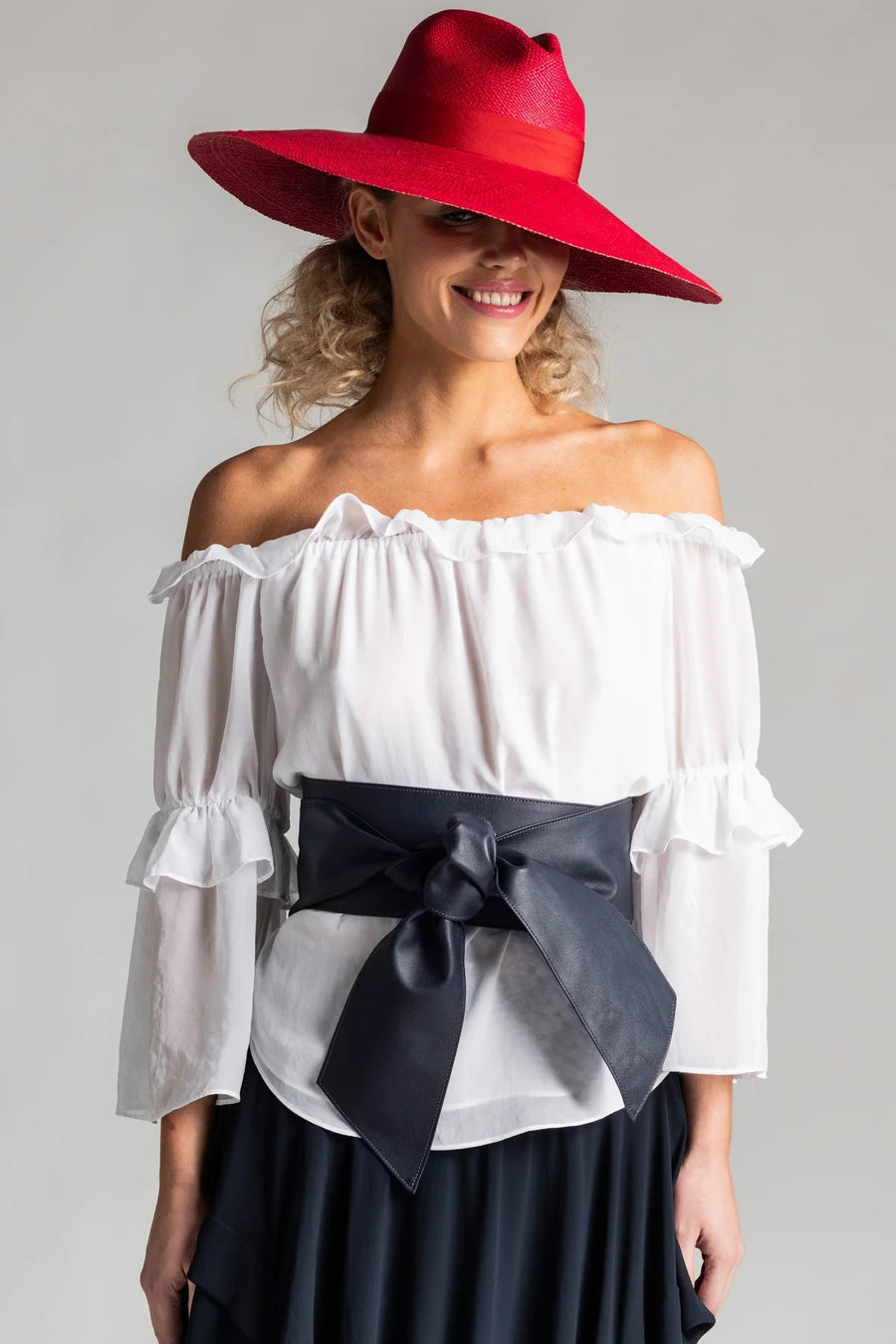 6009  NAVY Soft Leather Wrap Belt