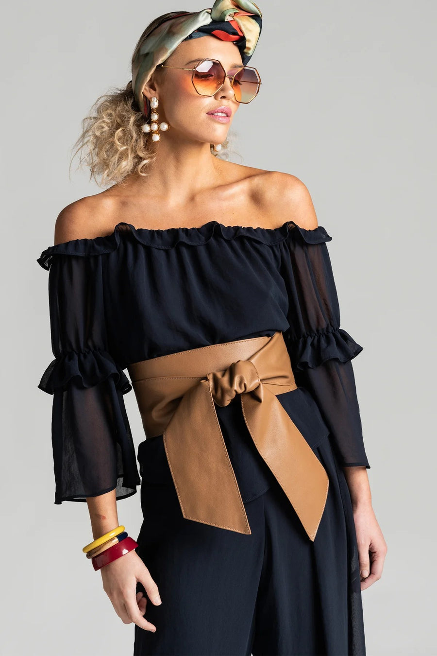 6009 TAN  Soft Leather Wrap Belt