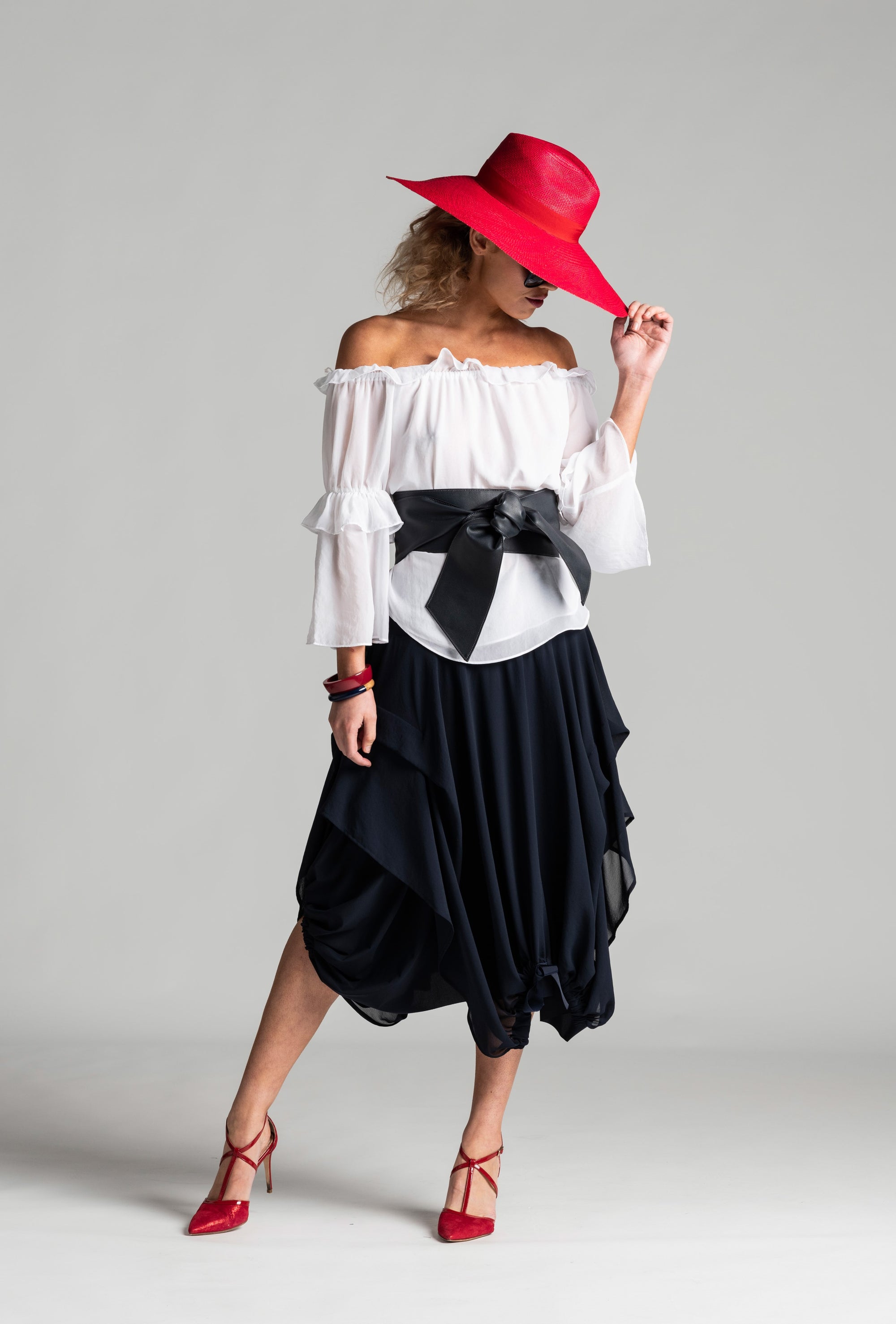 6009 BLACK  Soft Leather Wrap Belt