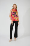 251219 Chic Sleeveless Satin Print Top