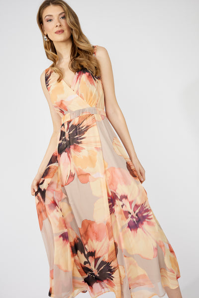 251334 Soft Floral Sleeveless Wrap Dress