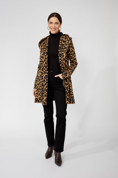 253812 Leopard Camel Jacquard Coat
