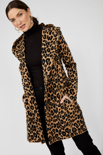 253812 Leopard Camel Jacquard Coat