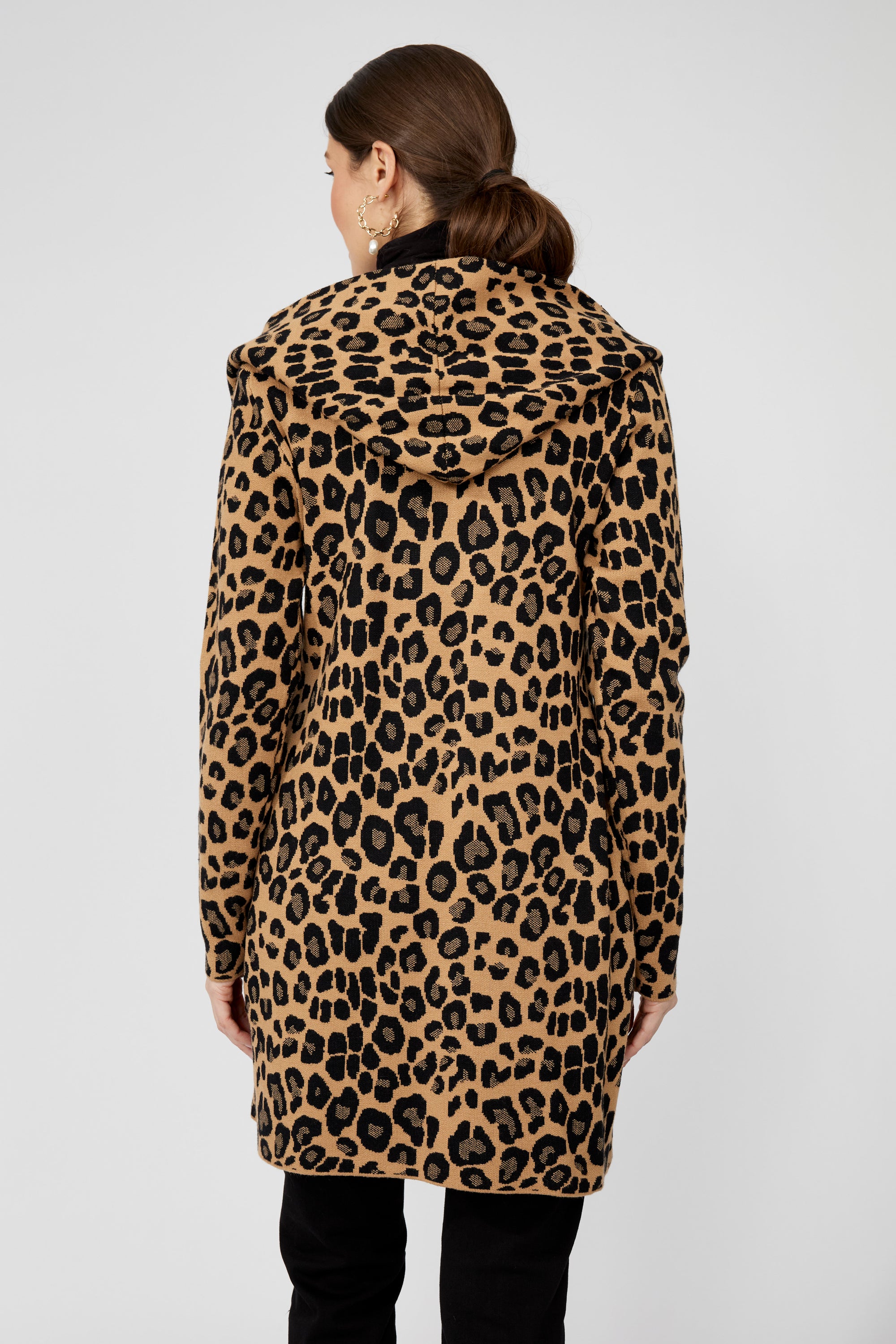 253812 Leopard Camel Jacquard Coat