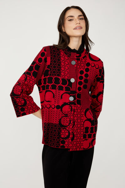 FL4992 Geisha Red Button Jumper Jacket
