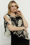 259343 Silky Shawl Style Evening Top With Necklace