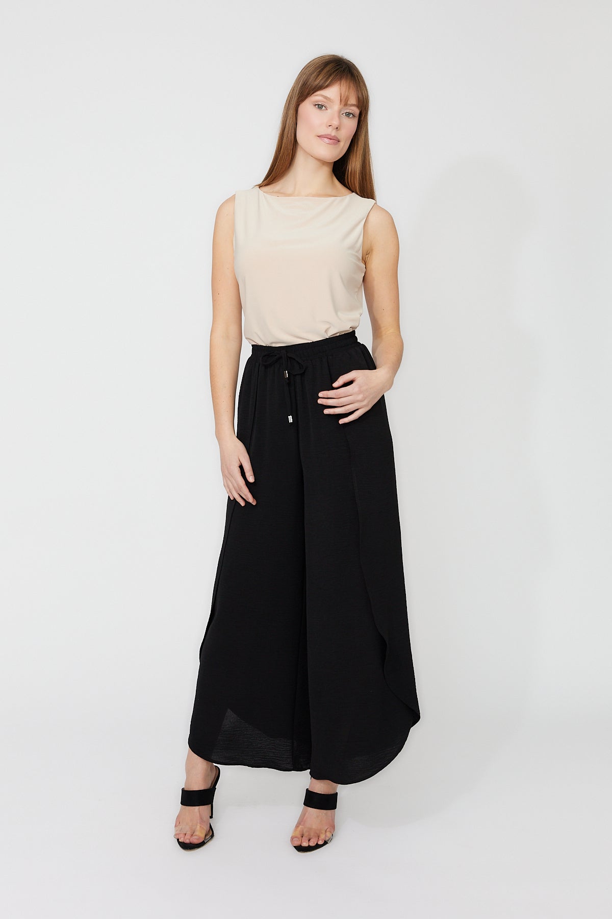 FL261392 Curve Layer Wide Leg Tie Pant