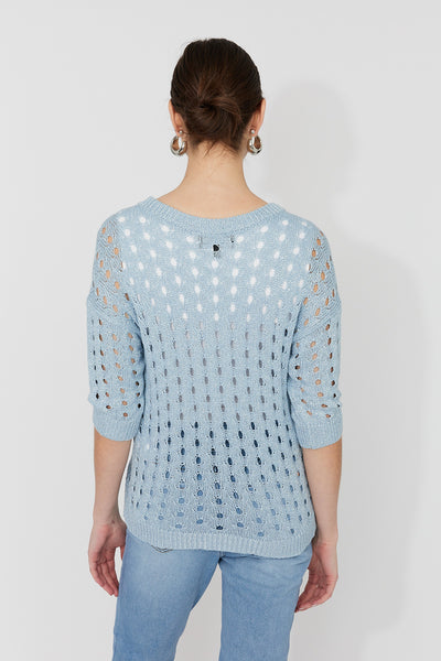 FL261611 Fine Crochet V Neck Sweater