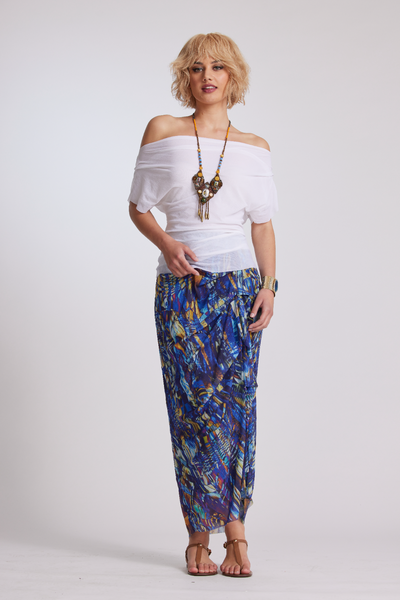6483 Mesh Side Pleated Skirt