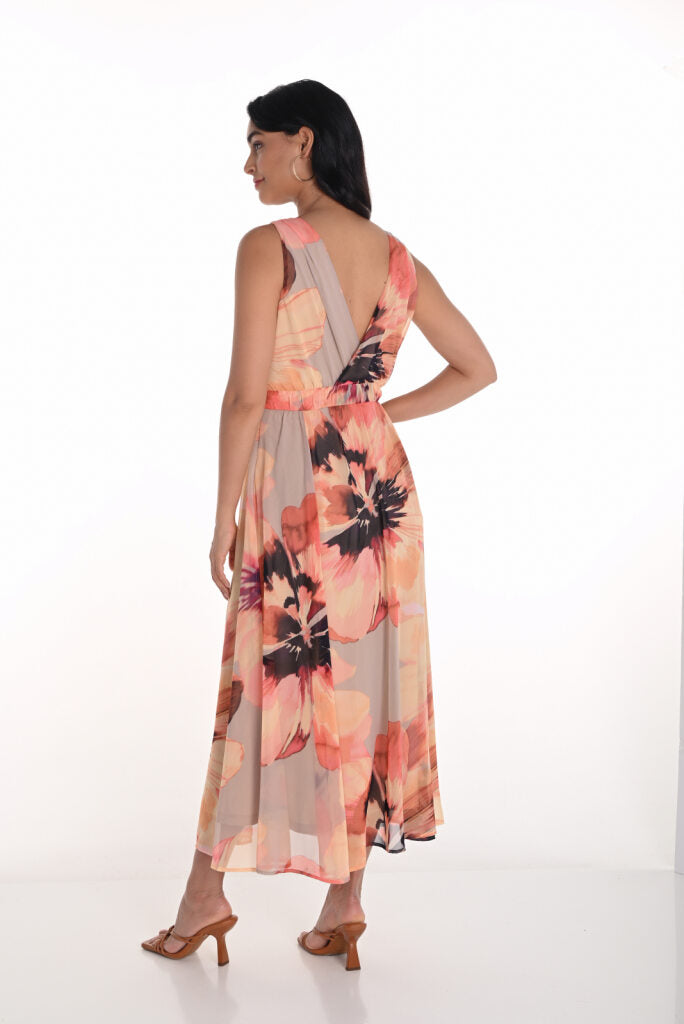 251334 Soft Floral Sleeveless Wrap Dress