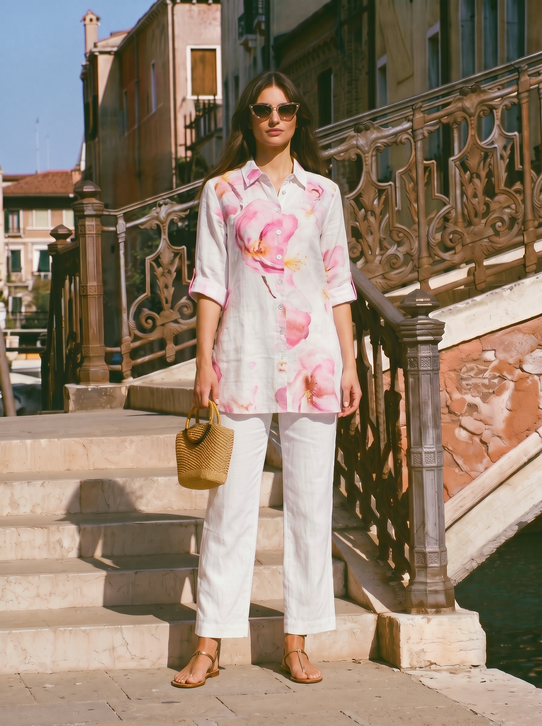 DC26682 Linen Watercolour Print Shirt