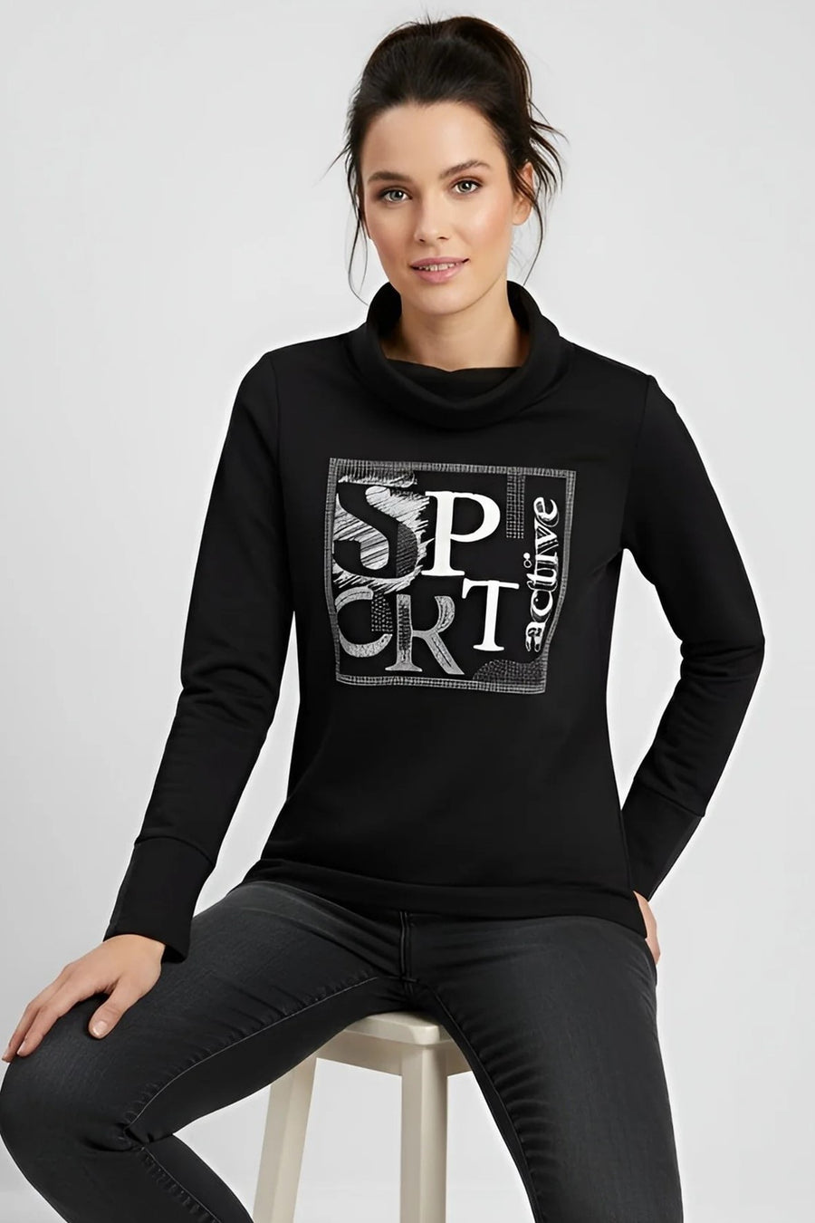 D75109 Modal Blend Sporty Weekend Print Sweatshirt