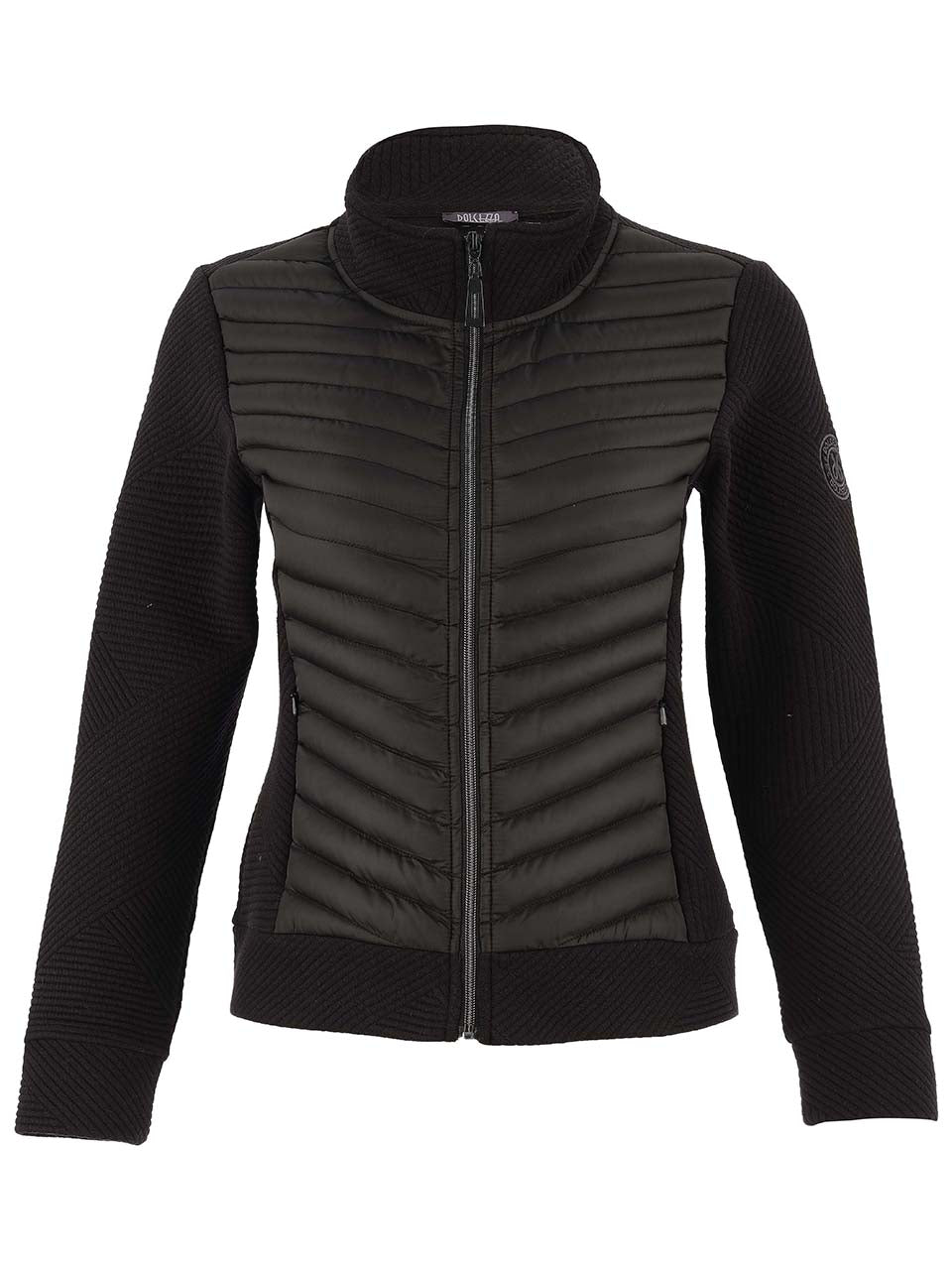 75196 OFF WHITE  V Line  Quilt & Cable Jacquard Zip Up Jacket