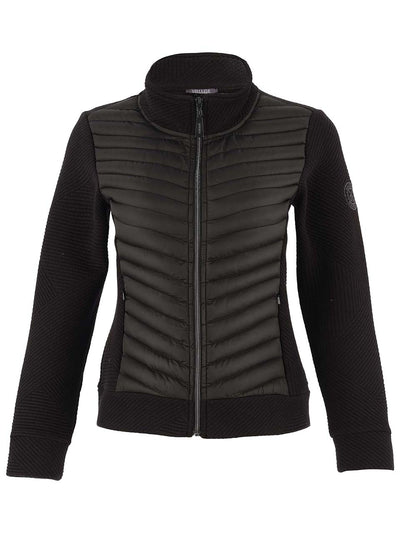 75196 OFF WHITE  V Line  Quilt & Cable Jacquard Zip Up Jacket