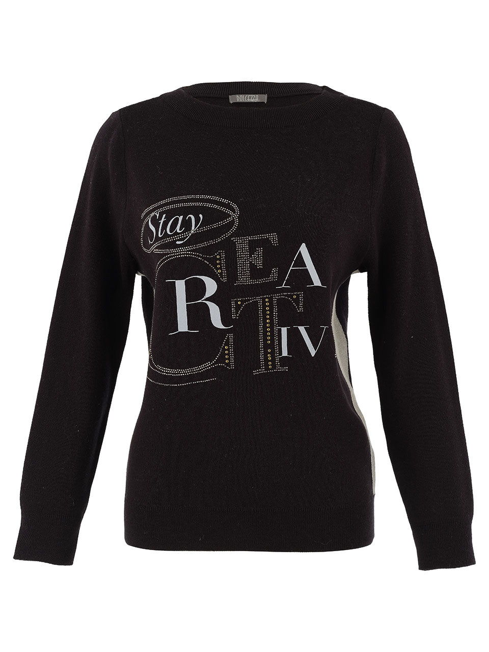 D75304 WHITE Creative Print Weekend Knit Jumper