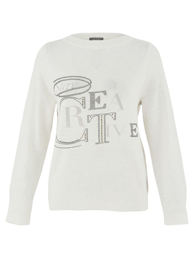 D75304 BLACK Creative Print Weekend Knit Jumper