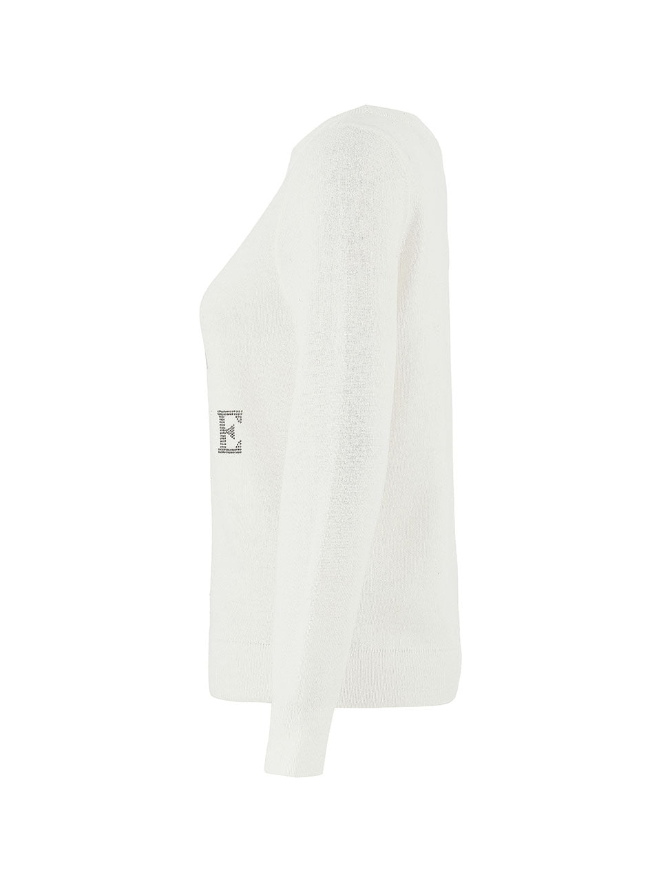 D75304 WHITE Creative Print Weekend Knit Jumper