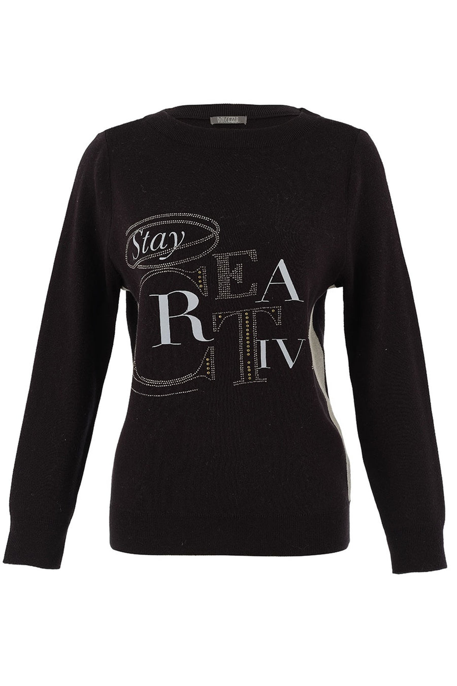 D75304 BLACK Creative Print Weekend Knit Jumper