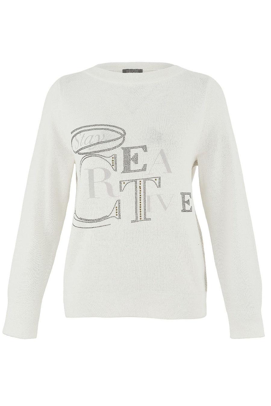 D75304 WHITE Creative Print Weekend Knit Jumper