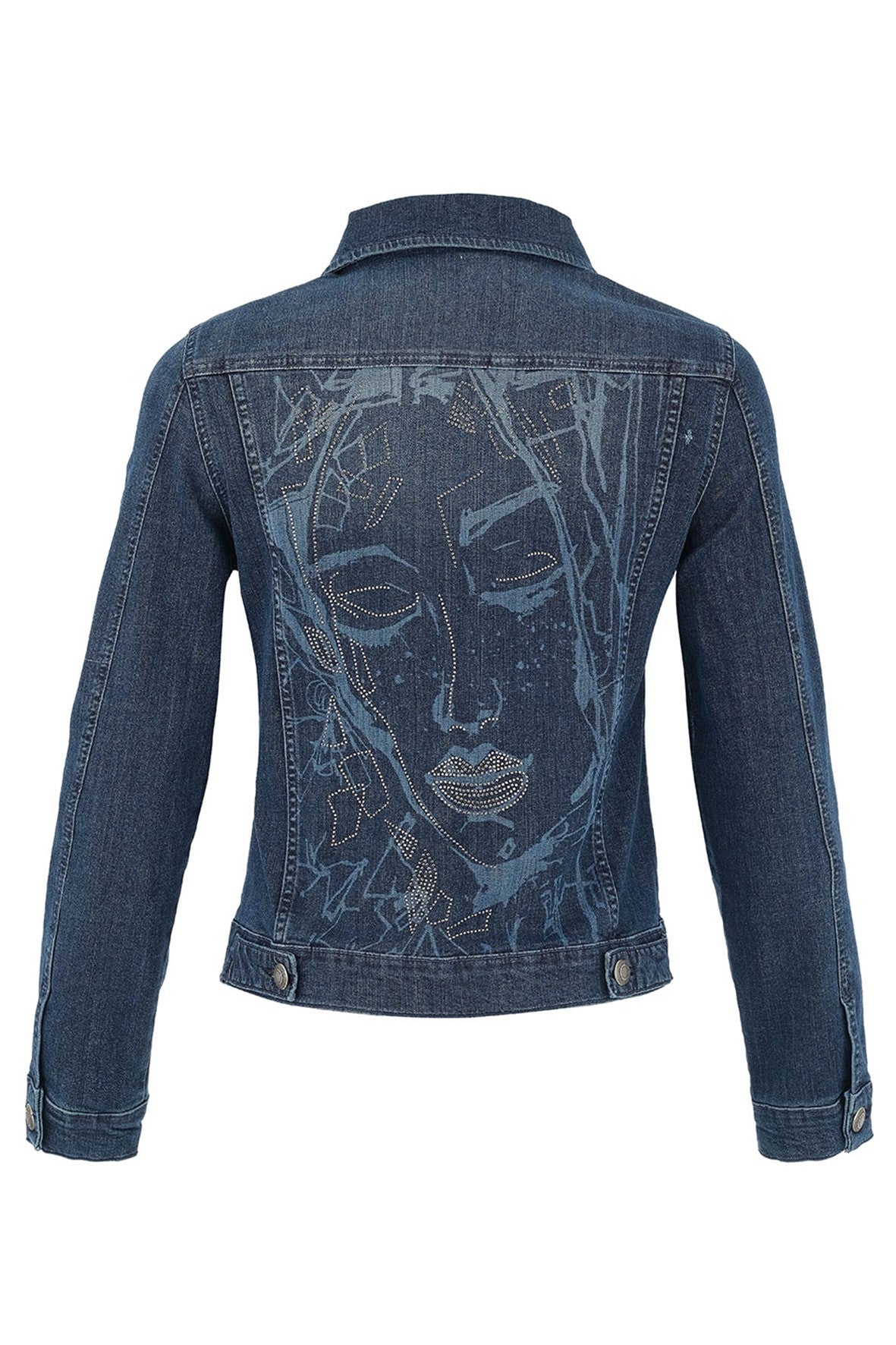 D75401 Faces Rhinestone Denim Jacket