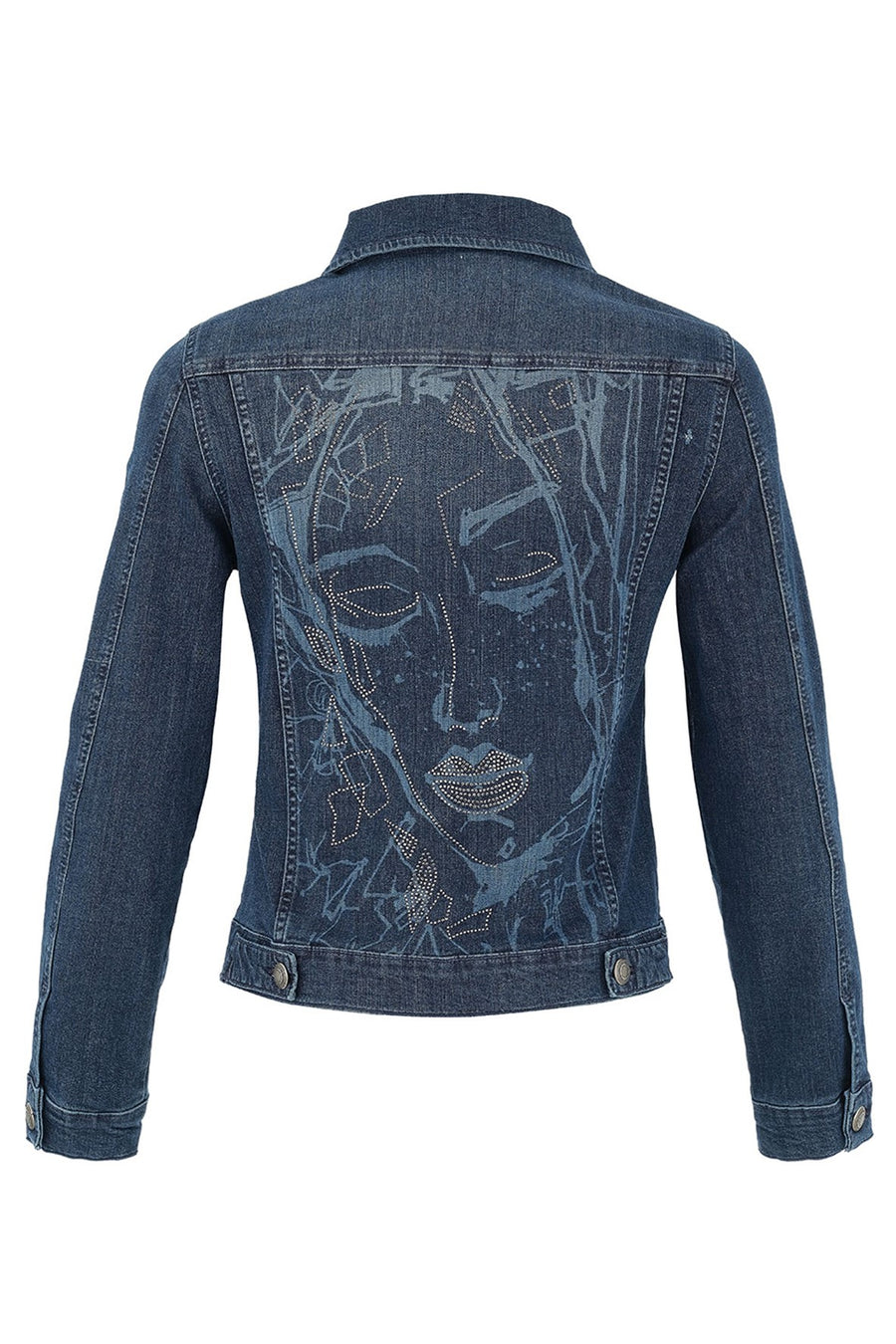 D75401 Faces Rhinestone Denim Jacket