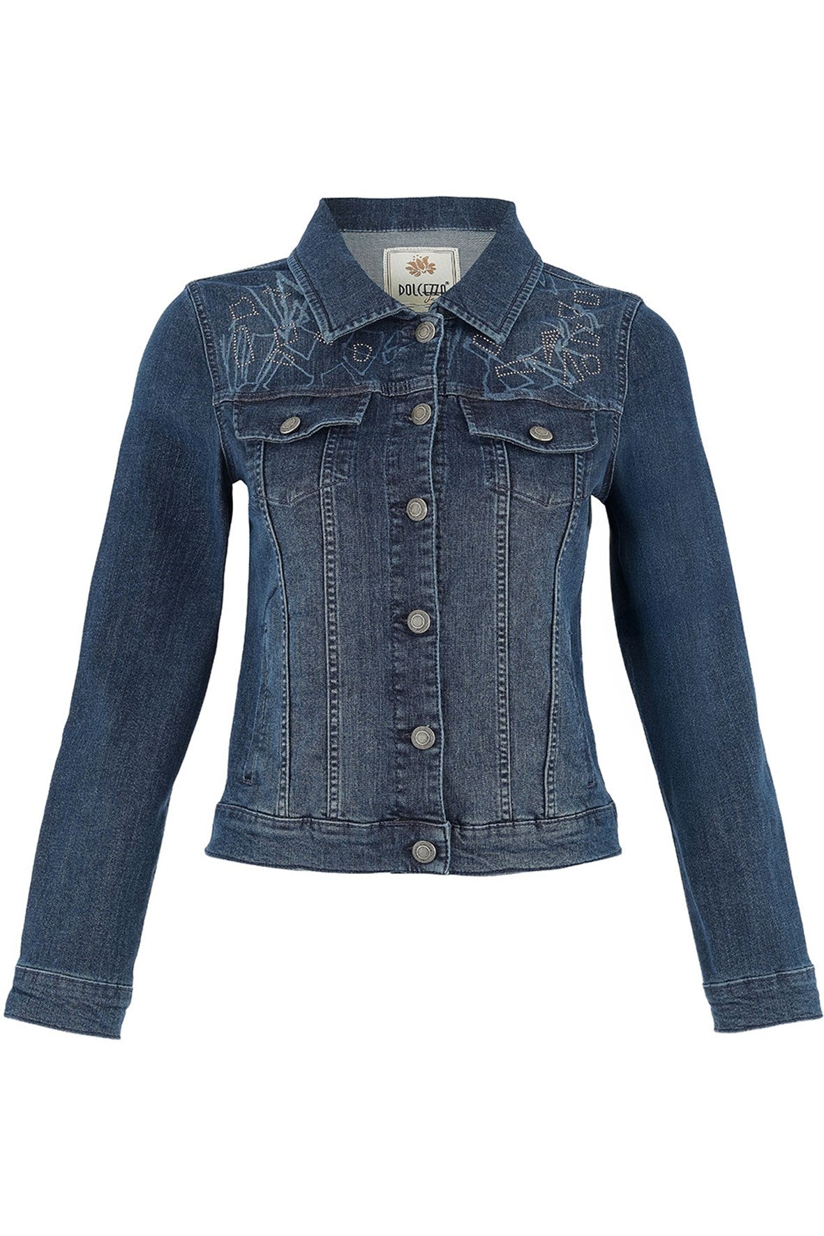D75401 Faces Rhinestone Denim Jacket