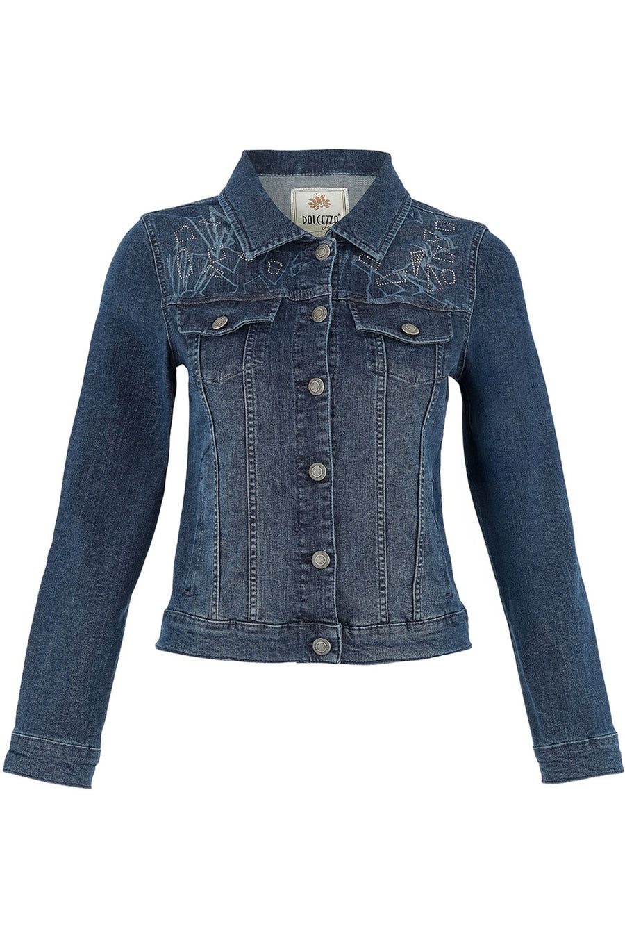 D75401 Faces Rhinestone Denim Jacket