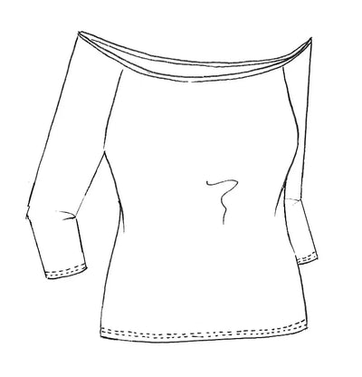 7547L NAVY Off Shoulder 3/4 Sleeve Top