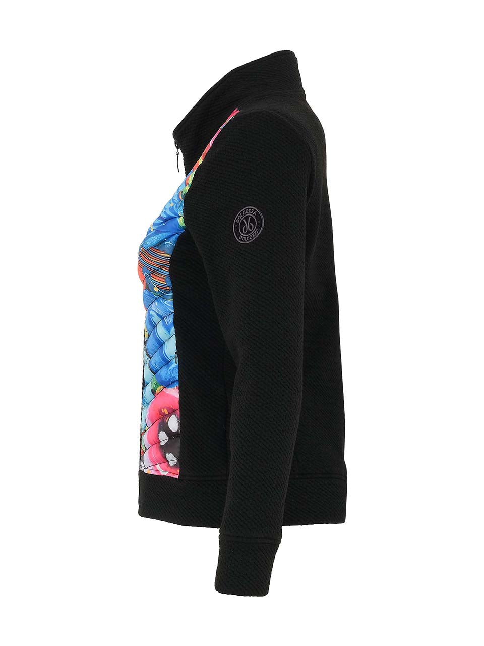 D75707 Flower Print Quitted Zip Up Jacket
